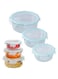 MOSYCLE Glass Meal Prep Containers (3 pcs Round) - Glass Food Storage Containers with Lids, Glass Lunch Box, Portion Control, Airtight, Glass Bento Box Lunch Containers- 3P Round Blue