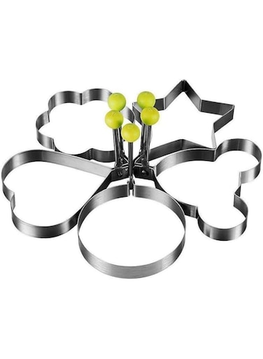 Beibi 5pcs Fried Egg Shaper,Egg Ring or Pancake Patties, 5pcs Egg Ring or Pancake,Patties Rings Shaped Fried Egg Mold Round Heart Pentagram Flower Household Kitchen Cooking