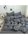Cotton Duvet Cover Set, 4 Pieces Soft Brushed Microfiber Comforter Cover with Zipper Closure, Include 1 Duvet Cover 200x230cm 1 Flat Sheet and 2 Pillowcase, Full Size(Grey)
