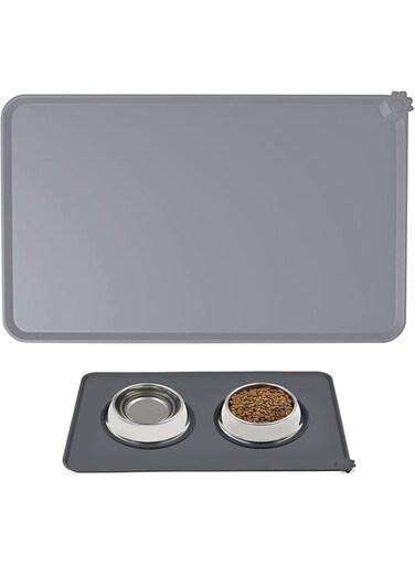 DUBKART Pet Food Mat,Pet Silicone Bowl Mat,Pet Feeding Mat,Waterproof Dog Cat Mat Pet Placemat Premium Silicone FDA Grade Non-stick Non Slip Anti Spill Easy Clean