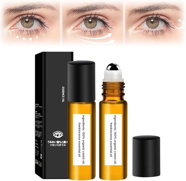 Time Eraser Rollerball Castor Oil 8ml, Under Eye Rollerball for Reducing Wrinkles, Puffiness, Eye Bags, Infused with Castor Oil &amp; Frankincense, 2 Pcs