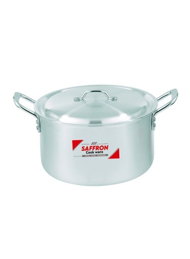 Saffron Cooking Pot 17 cm, Capacity 1.5 Ltr, Cookware With Lid,Ergonomic Handle For Secure Grip,Premium Aluminum Metal Finish,Durable &amp; Light Weight, Silver