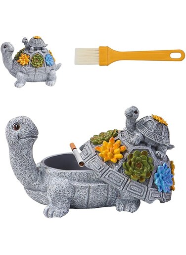 Ashtray,Outdoor Ashtray with Lid with Cute Turtle Decor Smokeless Waterproof Ash Tray For Cigarettes Waterproof And Windproof Smokeless Ashtray Patio Decorative Fancy Ash Tray Patio Decorative Fancy
