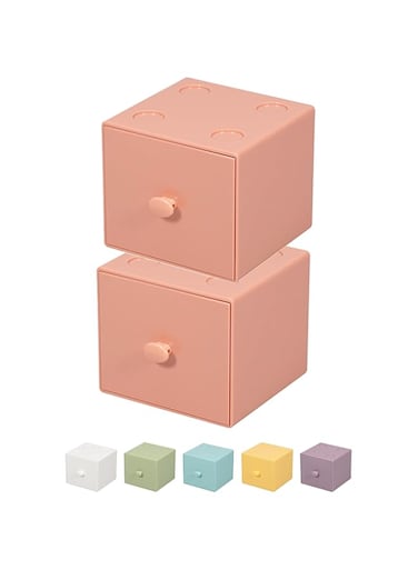 Azonee 2 Pcs Storage Box Desktop Office Table, with Drawers Tabletop Stackable Drawers Jewelry Organizer Tray Desk Storage Office Drawer Stackable Organizer Drawer Cosmetic Storage Basket