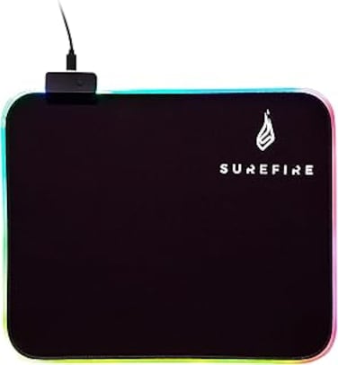 SureFire Silent Flight RGB-320 Gaming Mauspad RGB Mauspad wasserabweisend &amp; rutschfest Mikrotextur-Stoffoberfl&auml;che Gaming Zubeh&ouml;r Gaming Unterlage Powered by Verbatim 48812 schwarz 320 mm