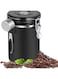 Airtight Coffee Canister,sealed storage tank, Food Storage,Stainless Steel Coffee Container with spoon and date recorder,Super tightness,1.8L,Black.