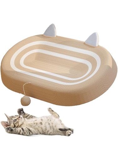 TZL Oval Cat Scratch Board,Braided Sisal Rope Cat Scratching Board,Oversized Cat Scratch Bed with Cat Ball,Cat Scratching Toy for Playing/Resting/Scratching