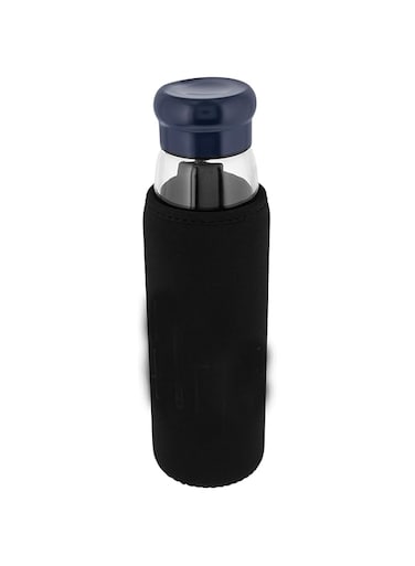 Hans Larsen Brasov Glass Drinking Bottle Mason Jar,Clear/Black,500 ml Capacity,DWHL 351