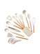Chef Kitchen Cooking Utensils Set, 14 pcs Non-Stick Silicone Cooking Kitchen Utensils Spatula Set with Holder, Wooden Handle Silicone Kitchen Gadgets Utensil Set