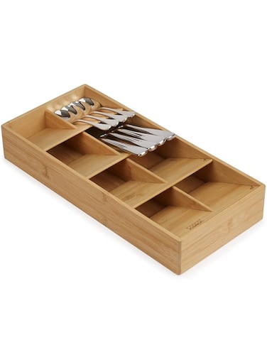Joseph Joseph Drawer Store Large Compact Cutlery Drawer Organiser 8 Compartments Holds 48 Pieces Bamboo