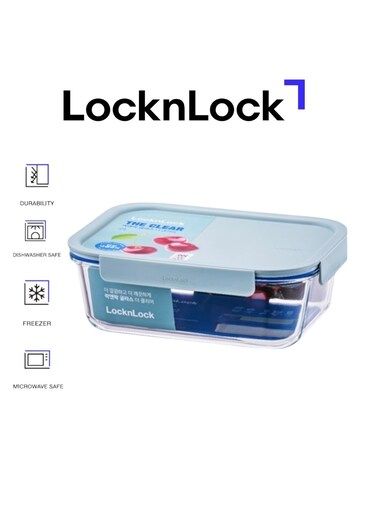 Clear Glass Rectangular 630ml Mint - Durable, Airtight, Heat-Resistant Food Storage Container