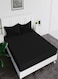 Fitted Bed Sheet +2Pcs Pillow Covers, King/Queen/Double/Single Sizes, Color Black