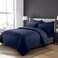 MAXQON 6-Piece Duvet Cover Set &ndash;King Size, Includes 1 Duvet Cover(220x240cm), 1 Fitted Sheet(180x200+30cm) 4 Pillowcases(53x75cm), Color Navy blue