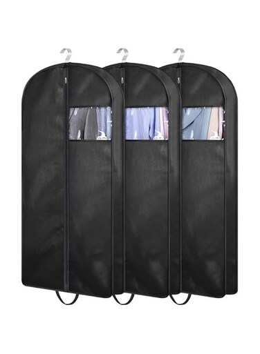 152CM Dress Garment Bags set of 3 for Hanging Clothes Travel, Gusseted Garment Bags for Closet Storage with Handles for Long Gowns, Coats (110CM)