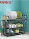 Large Dish Drying Rack, 3 Tier Dish Rack with Tray Utensil Holder &amp; Cup Holders, Large Capacity Rustproof Dish Drainer, Drain Board Tray for Kitchen Counter Organizer Storage for Kitchen Counter