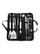 Steel BBQ Grill Tool Set With Storage Case Black/Silver
