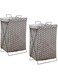 Aimeur 2 Pack Laundry Baskets, 50L Foldable Laundry Basket with Stainless Steel Frame, Laundry Hamper Bag Washing Bin Clothes Bag Organizer Storage Wash Basket Hamper for Clothes Toys (Light Grey)