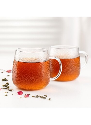 2-Piece 300ml Borosilicate Glass Cups &acirc;&euro;&ldquo; Durable Heat-Resistant Drinkware for Coffee, Tea, Juice, and Hot or Cold Beverages, Elegant Transparent Design for Home, Office, and Everyday Use