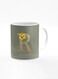 Designer Printed Coffee Mug 11oz Ceramic Personalised Gift Mugs Cup Custom Monogram Initial Letter Mandala Floral Pattern Alphabet R (Olive Green)