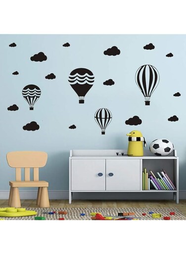 bpa Nursery Room Wall Sticker Clouds and Air Ballon Decoration Sticker Wall Art Sticker for Children Kids Bedroom White Clouds Decoration Mural (Black)
