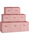 Storage Cubes, 13-Inch Non-Woven Fabric Bins with Double Handles, Set of 8, Closet Organizers for Shelves, Foldable, for Clothes, Jelly Pink