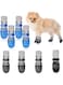 2 Sets Dog Cat Boots Shoes Socks Waterproof Dog Shoes Rain Snow Dog Booties Anti-Slip Dog Sock Shoes with Adjustable Drawstring for Small Puppy (Black+Blue, L)