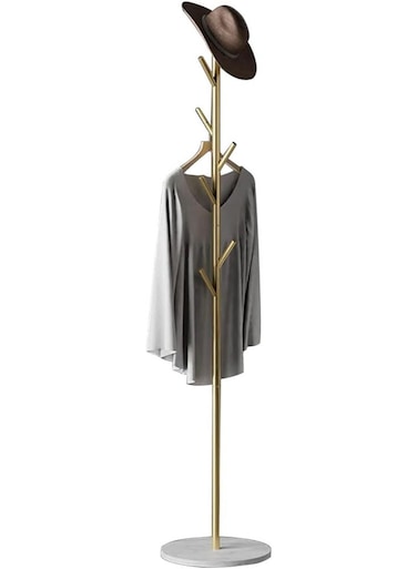 Coat Rack Metal Freestanding Coat Rack Garment Rack for Clothes, Bags, Hats Clothes Stand Organizer for Home, Office, Entryway, Hallway (Gold)