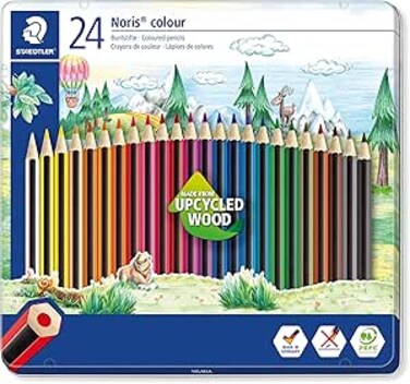 STAEDTLER 185 M24 Noris Colour Colouring Pencils - 24 Assorted Colours (Tin of 24 Pencils)