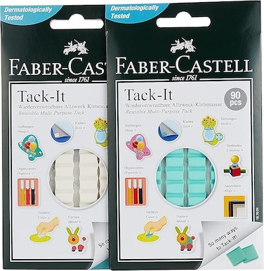 Faber-castell reusable adhesive tack it, green/white, pack of 2