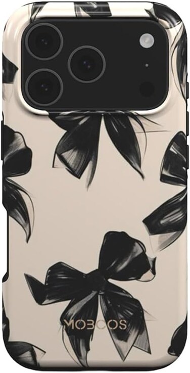 جراب Mobcos Perfect Bow المميز لهاتف iPhone 17 Pro، متوافق مع غطاء صلب مزدوج الطبقات مع حماية من السيليكون - غطاء مقاوم للخدوش والصدمات