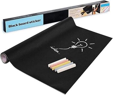 Large Chalkboard Contact Paper Roll - 17.7" x 78" (6.5 Feet) - 5 Chalks Included - Chalk Board Paint Alternative Wallpaper - Adhesive Blackboard Wall Decal Vinyl - Black Chalkboard Stickers