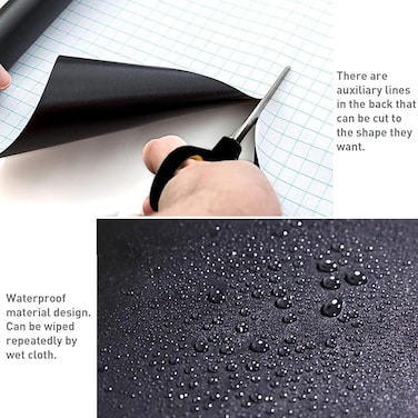 Thickened Waterproof Chalkboard Printed Wall Paper Dry Erase Self-Adhesive Blackboard Sticker - Blackboard Decal Vinyl Wall Sticker Board Wallpaper (78.7&rdquo; &times; 17.7&rdquo;) (Two Rolls)