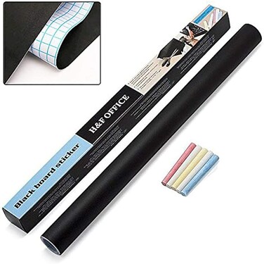 78.7 x 17.7 Extra Large Chalkboard Contact Paper Roll with 5 Color Chalk, Wallpaper Chalkboard Contact Paper Roll Chalkboard Sticker Blackboard Sticker, Chalk Paper for School, Home, Office