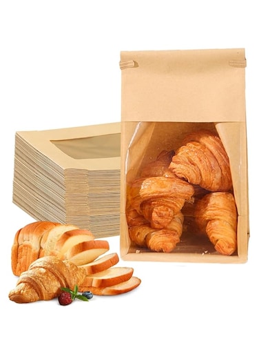 20 Pcs Paper Bread Bags for Homemade Bread,Sourdough Paper Bread Bags with Clear Window for Gifting,Bread Loaf Bags For Kitchen Use, for Storage Bread Cookies &amp; Snacks