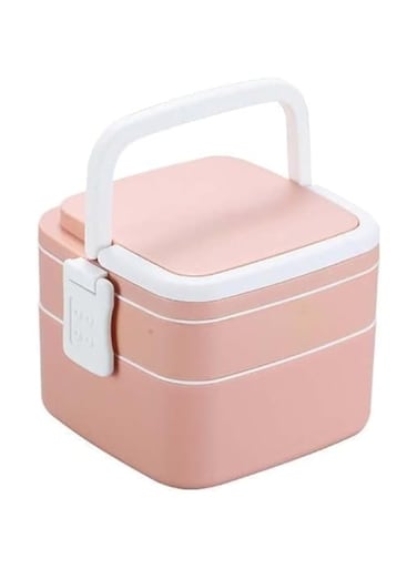 SHOPPING VIBES Your One Stop Shop Shopping Vibes Stackable 2 Layers Containers, Portable 1300ml Large Capacity Leakproof Bento Box with Spoon, Microwave Safe Lunch Box for Kids and Adults (Pink)