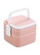 SHOPPING VIBES Your One Stop Shop Shopping Vibes Stackable 2 Layers Containers, Portable 1300ml Large Capacity Leakproof Bento Box with Spoon, Microwave Safe Lunch Box for Kids and Adults (Pink)