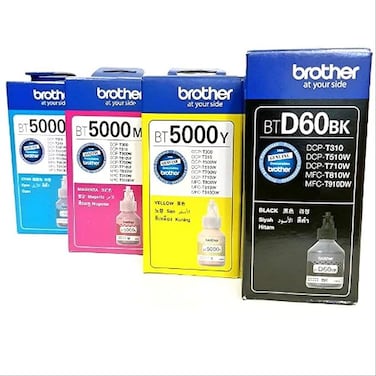 Brother 4 Pieces - BTD60BK/BT5000CMY Ink Bottles for DCP-T310 T510W T710W MFC-T810W and T910W Ink Tank Printers