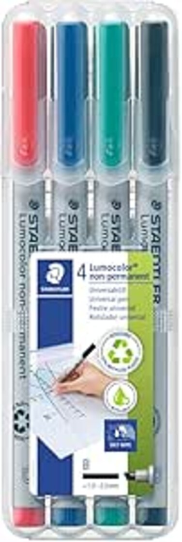 Staedtler ST-312-WP4-B Universal Pen Lumocolor Non-perm, 4 Piece ,Multi Color