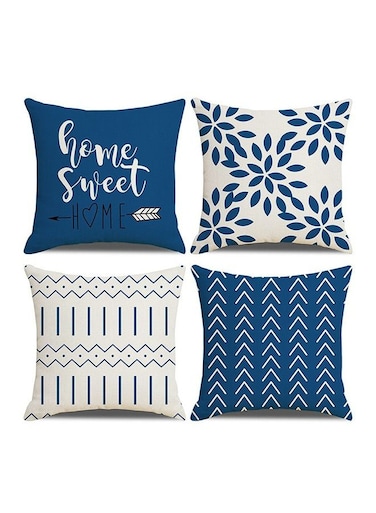 Pillowcase Set 18*18 Inch, Blue Linen Pillowcase, Home Living Room Sofa Decoration, Modern Home Decoration, Geometric Cushion Cover for Sofa, Bed, Car