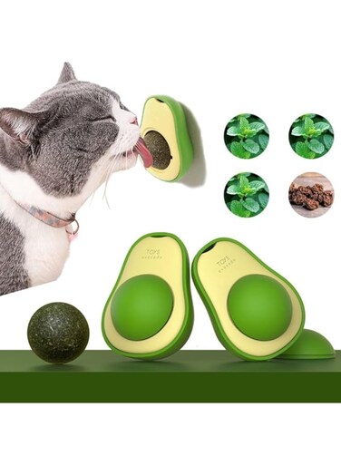 2PCS Avocado Catnip wall toys, Avocado rotating removable catnip balls, ideal catnip wall Catnip wall toys, including Catnip wall balls, teeth cleaning cat ball toys