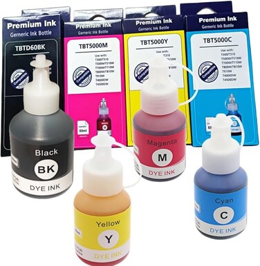 BTD60 BT5000 Ink Compatible for Brother DCP - T300 DCP - T310W T510W T710W MFC - T810W T910DW HL - T4000DW T510W T710WPrinters black, cyan, magenta, yellow 4-pack