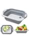 Multifunction Chopping Board, Collapsible Dish Tub Basin Cutting Board Colander, Vegetable Fruit Wash And Drain Sink Storage Basket, Space Saving For Kitchen Home (Grey)