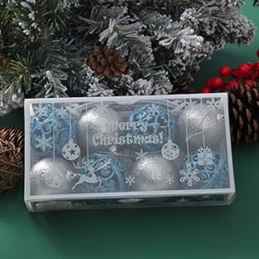 Christmas ball decoration, 5-piece Christmas ball decoration set, Christmas ball shatterproof Christmas tree themed ball decoration set (blue)