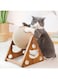 NARCES Cat Scratching Ball, Wood Cat Stuff with Ball, Cats Scratching Rope Ball Interactive Rotatable Solid Wood Pet Scratcher Toys for Indoor Cats Kittens (M)