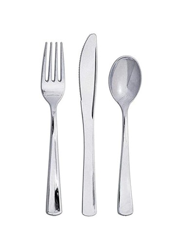 Creative Converting Metallic Cutlery 24 Pieces, Silver