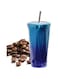 500ml Stainless Steel Travel Tumbler with Leakproof Lid and Straw, Vacuum Insulated Coffee Cup for Hot or Cold Drinks, Reusable Office and Car Mug (Black &amp; Blue)