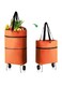 Azonee Shopping Trolleys, Shopping Bag with Wheels Portable Trolley Bags Grocery Cart Hand Pulling Utility with Hand Straps Folding Shopping Cart Reusable Collapsible Trolley (Orange)