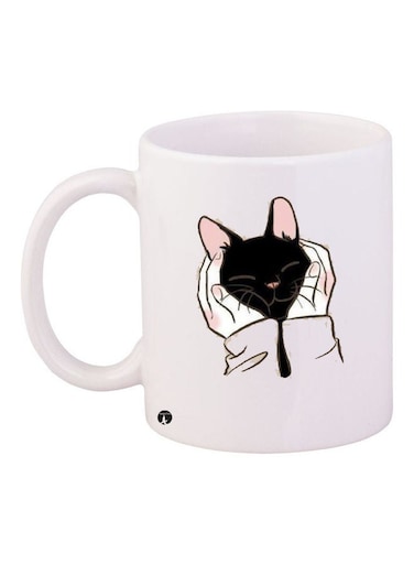 Printed Ceramic Coffee Mug White/Black