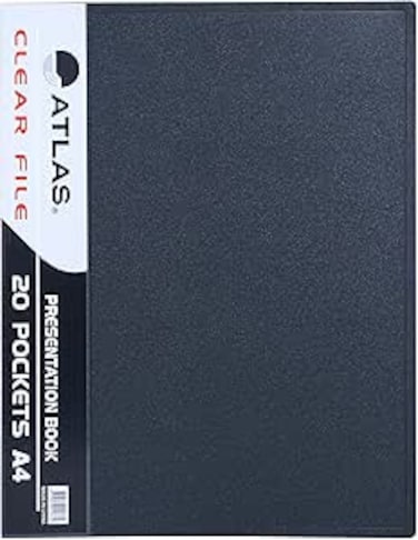 Atlas Clear File Presentation Book, A4-20 Pockets, Grey - ATCL005
