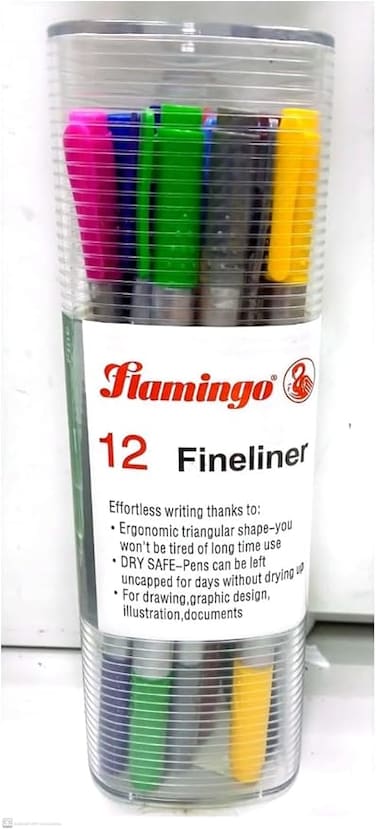FLAMINGO 12 Pieces Fineliners pens multicolors